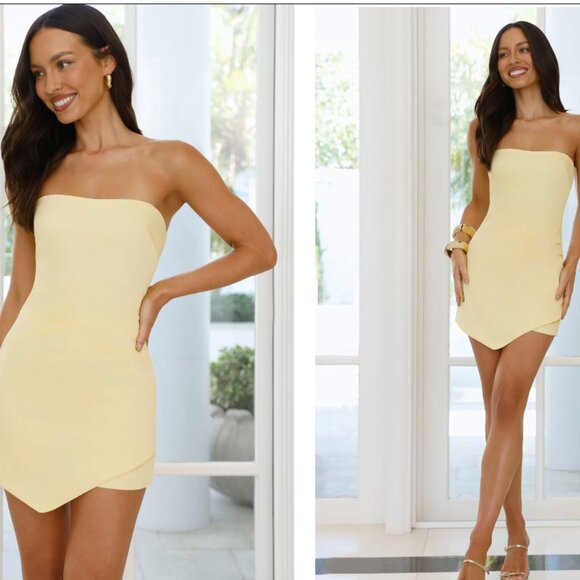 HelloMolly Dresses & Skirts - (Never Worn) XS HelloMolly Seaside Chill Strapless Romper Yellow